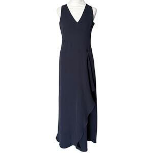 Emporio Armani Silk Evening Gown Maxi Tank Dress Ruffle Gown Black EU46 / US10